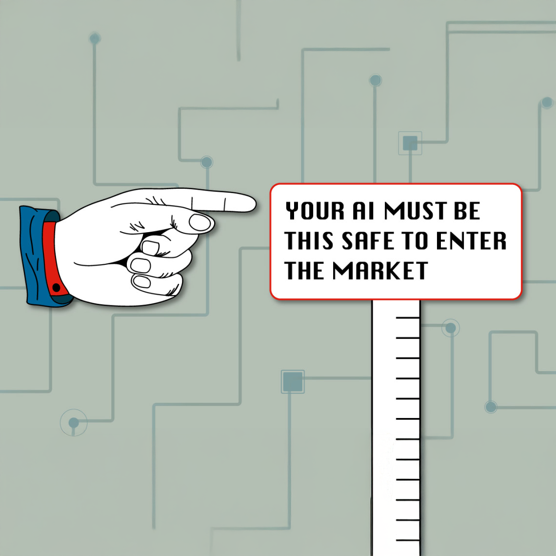 A graphic by Shea Oleksa/Cornell University showing a hand pointing at a sign.
